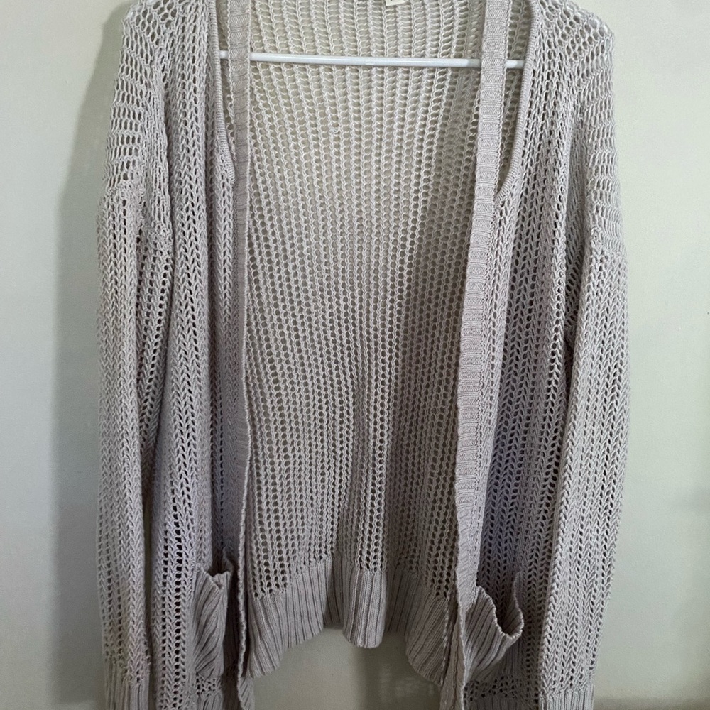 Women's Open Knit Sweater - Gray